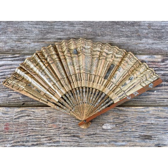 Antique 1880s Japan Rice Paper Hand Fan Bissel Vacuum Advertisement Hand Painted - Picture 3 of 16